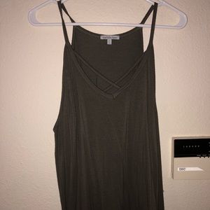 Olive Green Cold Shoulder Tank-Top